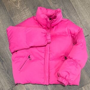 Rubzoof Bright Pink Puffer Jacket - Winter Coat Size Medium